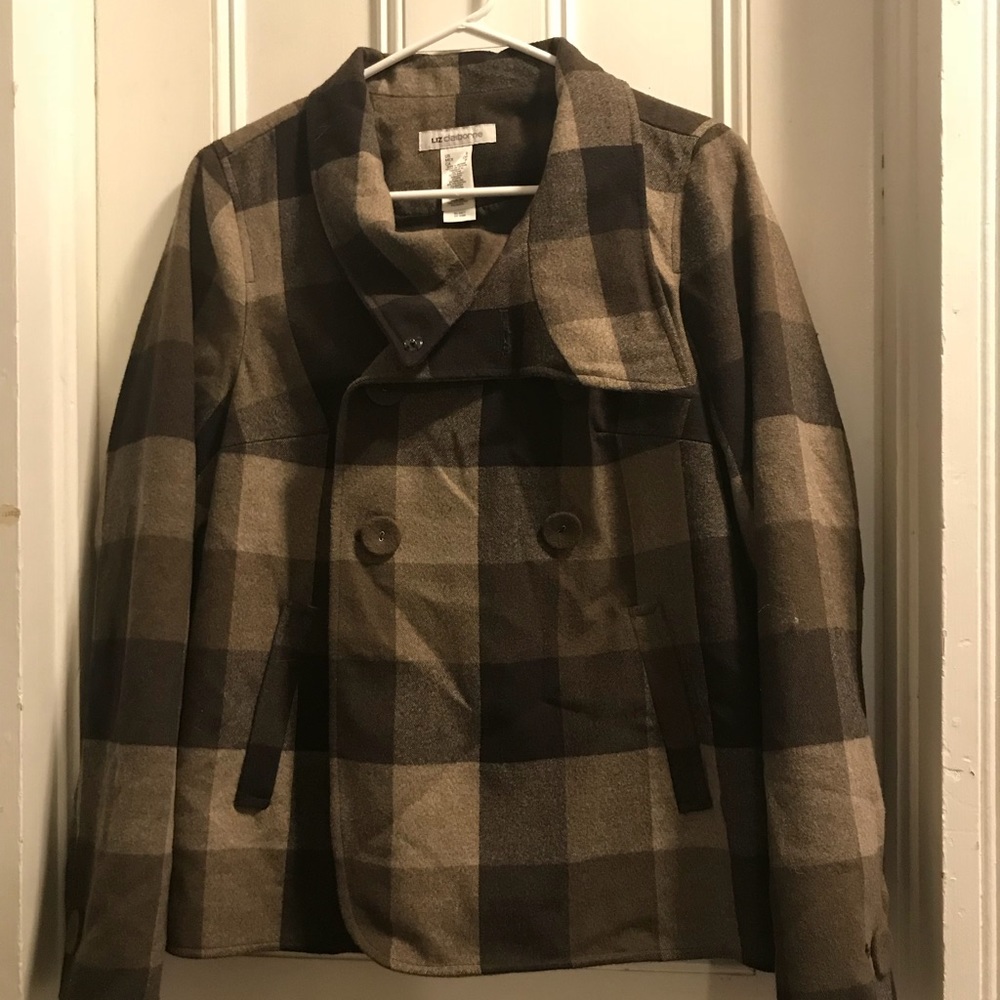 Liz Claiborne Brown plaid fall jacket